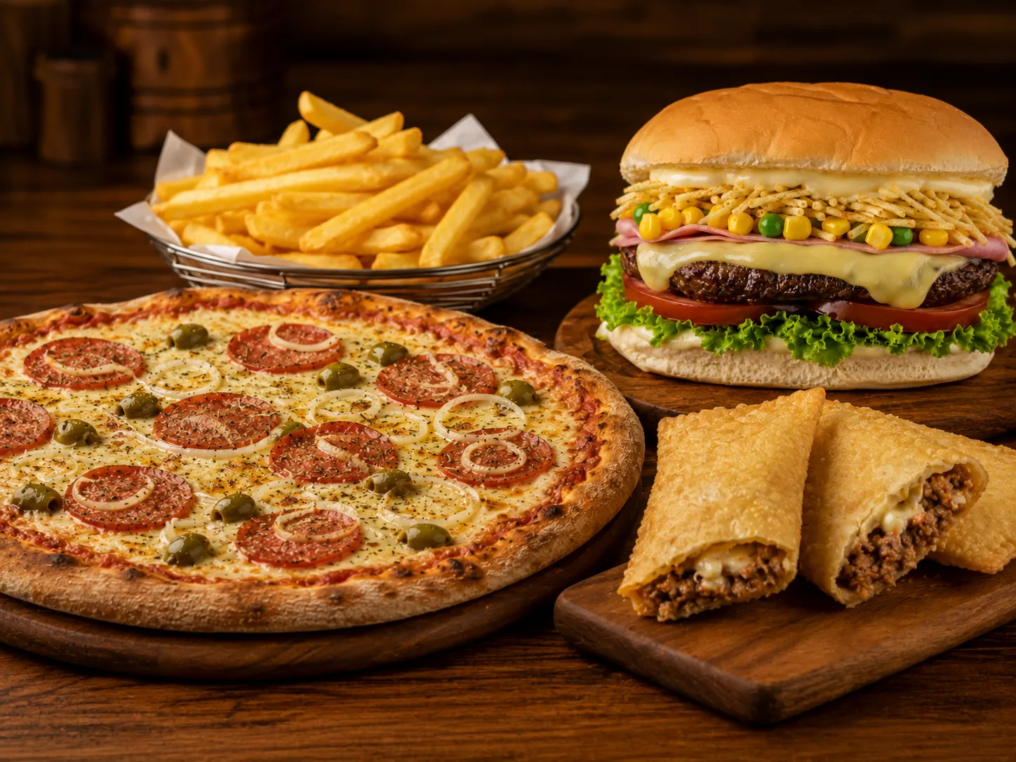 Pizza, lanche, porção e pastel da Fratelli